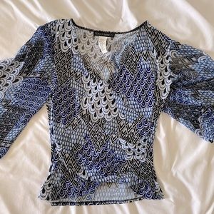 Coco Bianco 3/4 sleeve printed wrap top size M